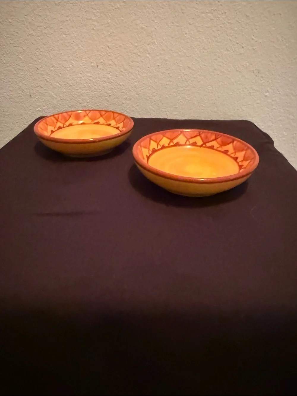 2 Karistan individual dip dish, hand-painted earthenware 4”